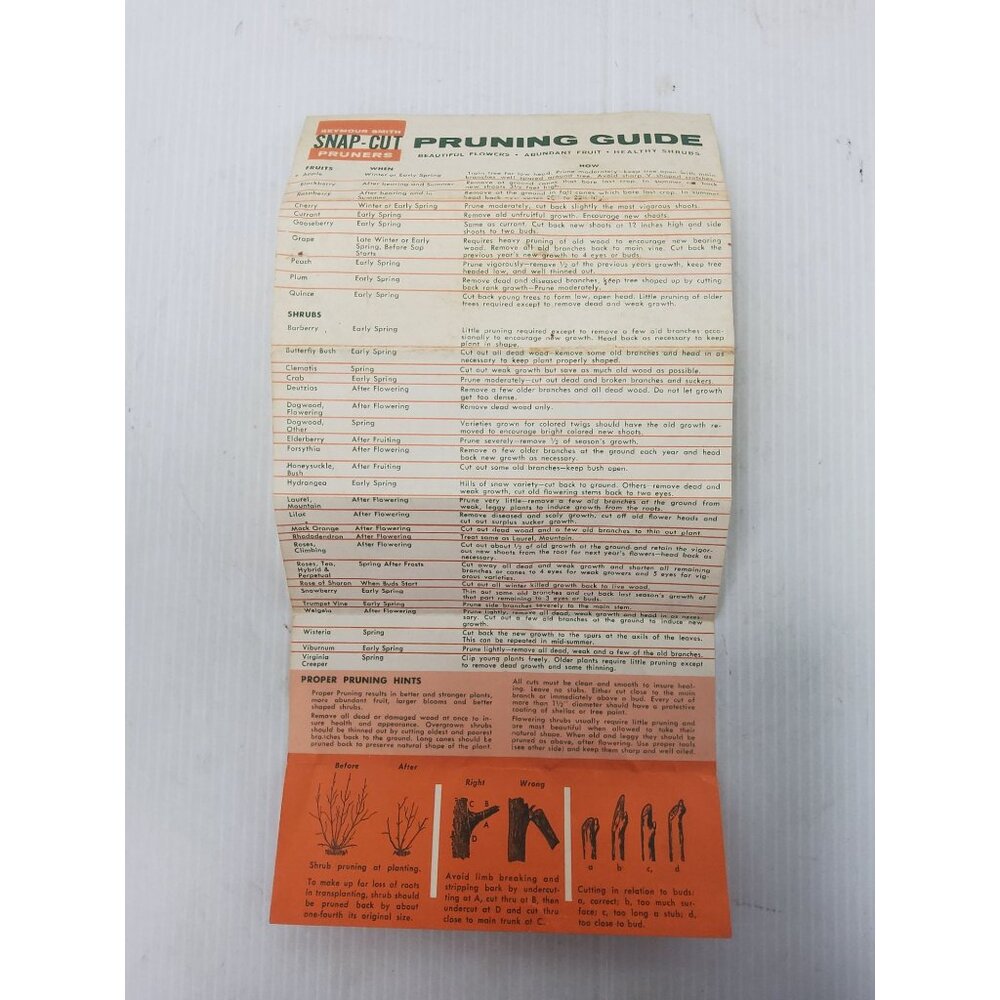 Vintage 1950s Snap-Cut Pruning Tool Brochure By Seymour Smith & Son